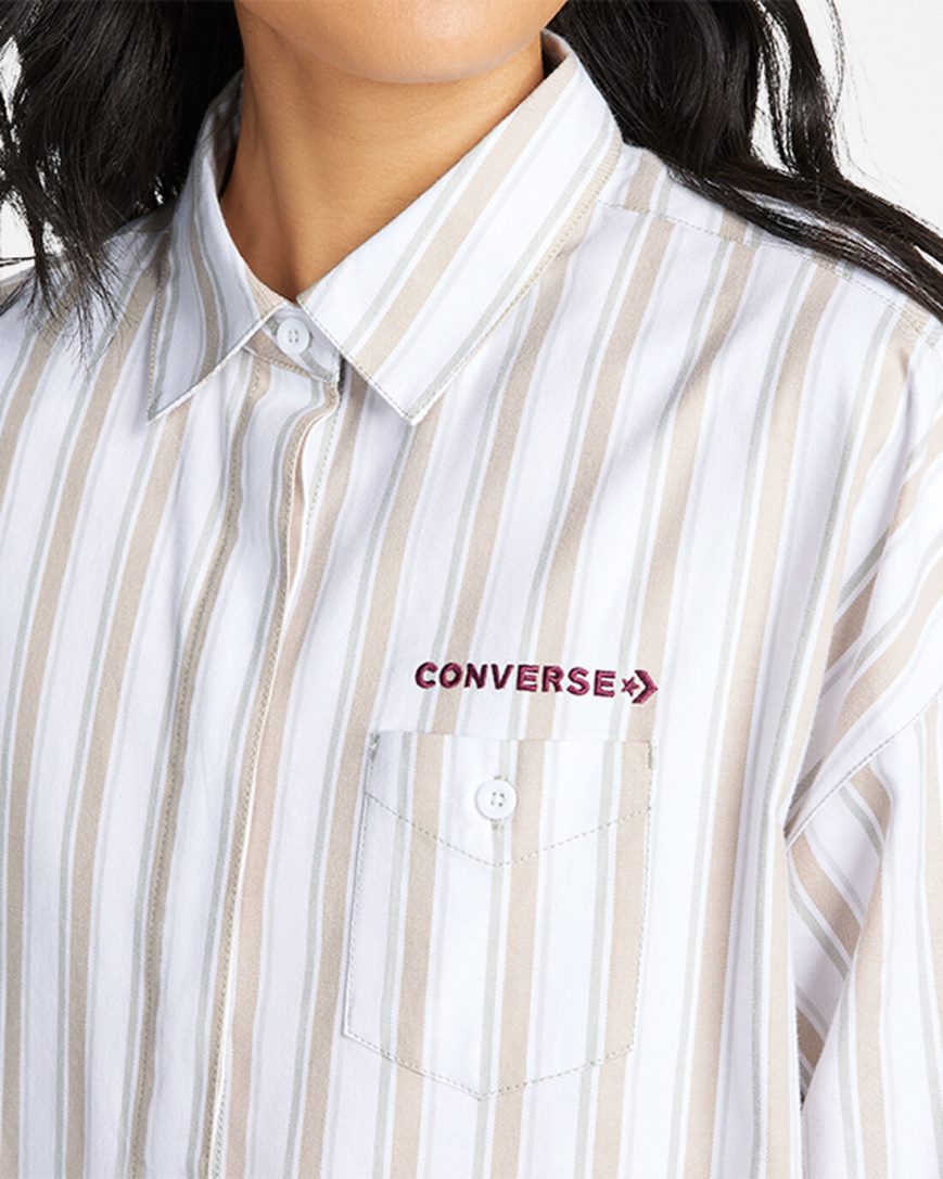 Kosele Converse Pruhované Woven Button-Up Damske Olivovo Zelená | SK MNCBO6